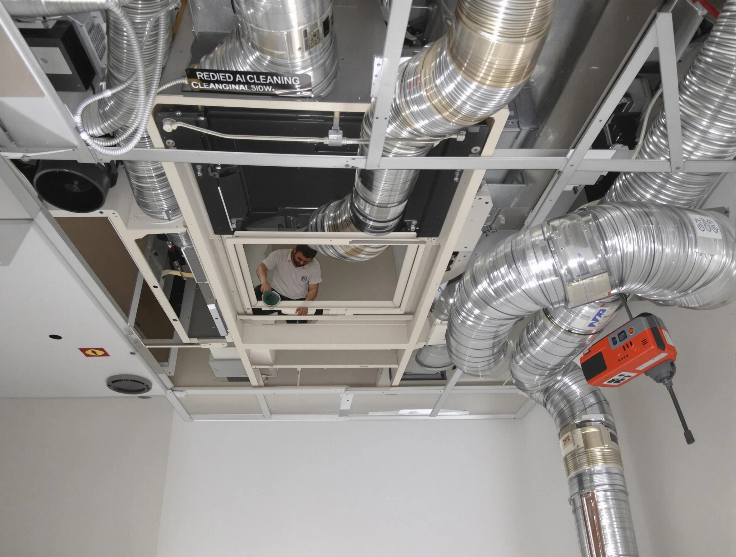 Easton Air Duct Cleaning technician performing detailed central duct system cleaning in Easton