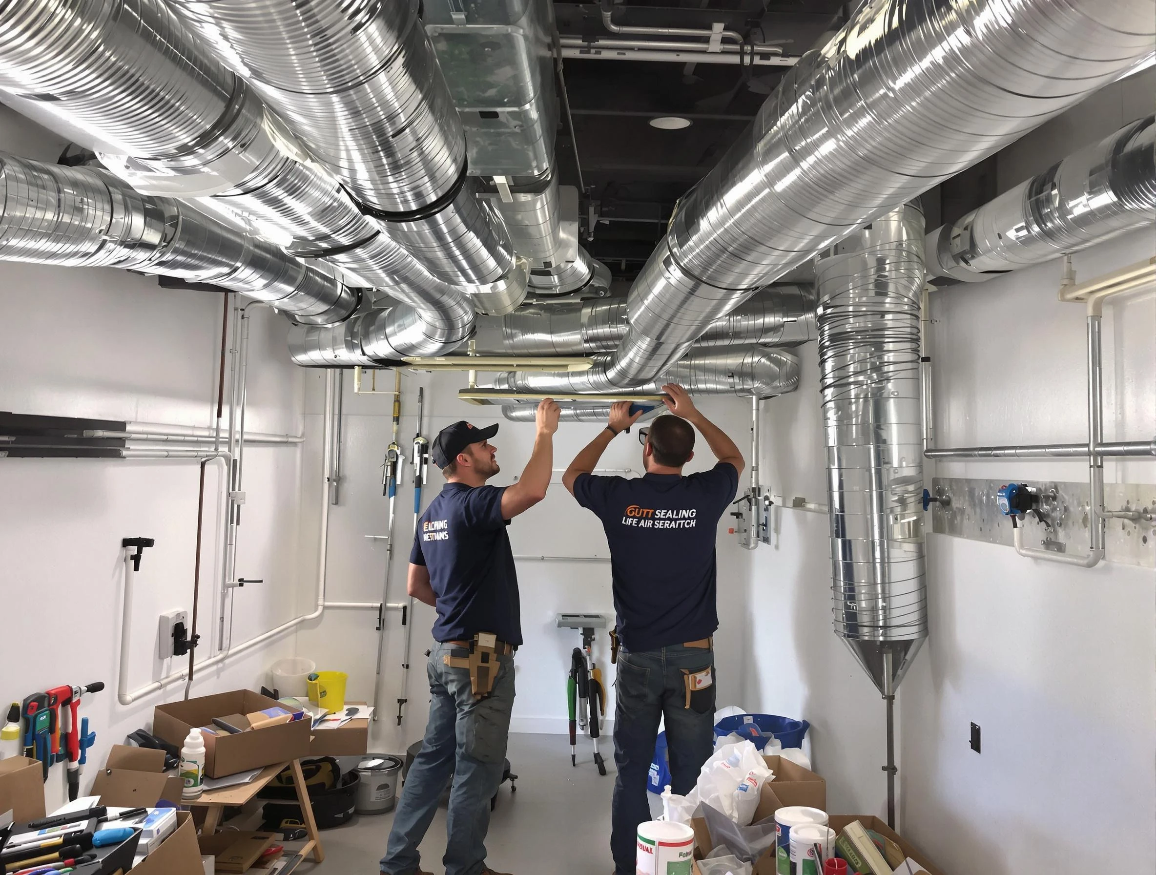 Easton Air Duct Cleaning technician applying professional duct sealing solutions in Easton