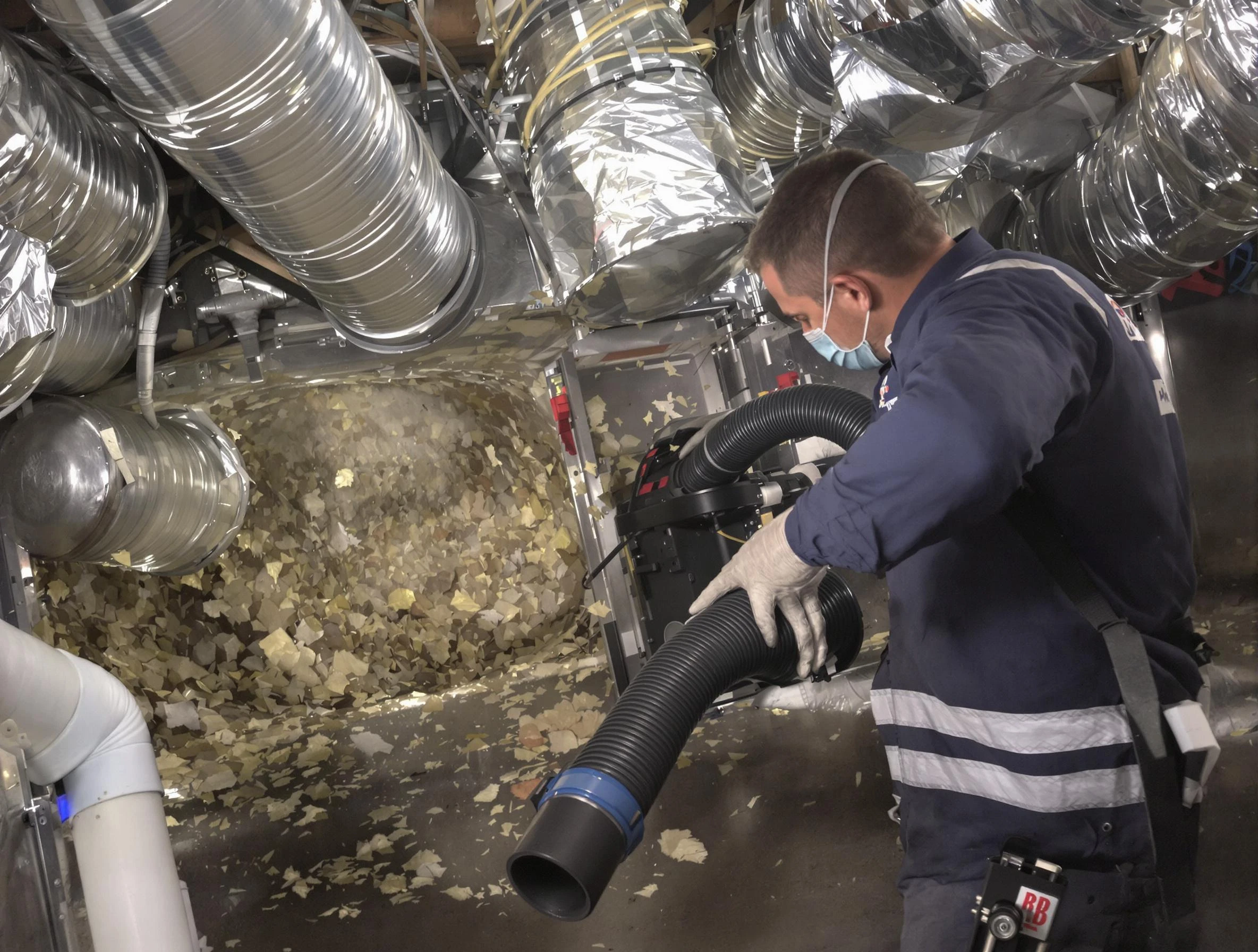 Easton Air Duct Cleaning specialist operating negative pressure cleaning equipment for thorough duct maintenance in Easton